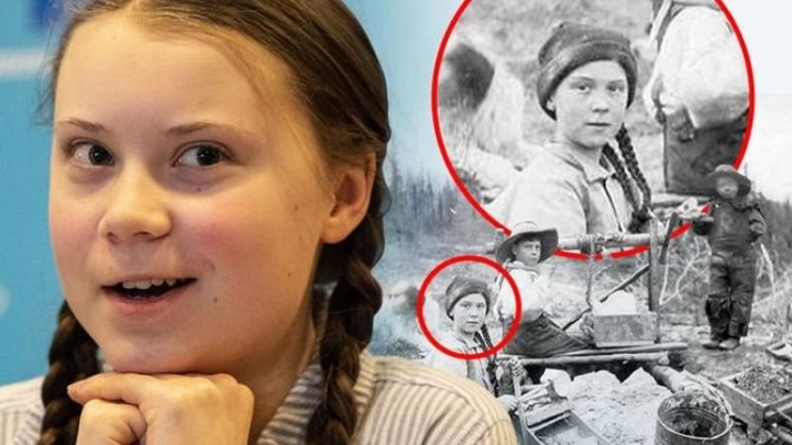 Greta Thunberg környezetvédelmi aktivista egy 1898-as fényképen vett észre