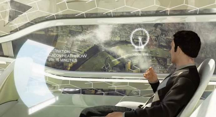 Interaktív ablakokkal felszerelt európai repülőgép