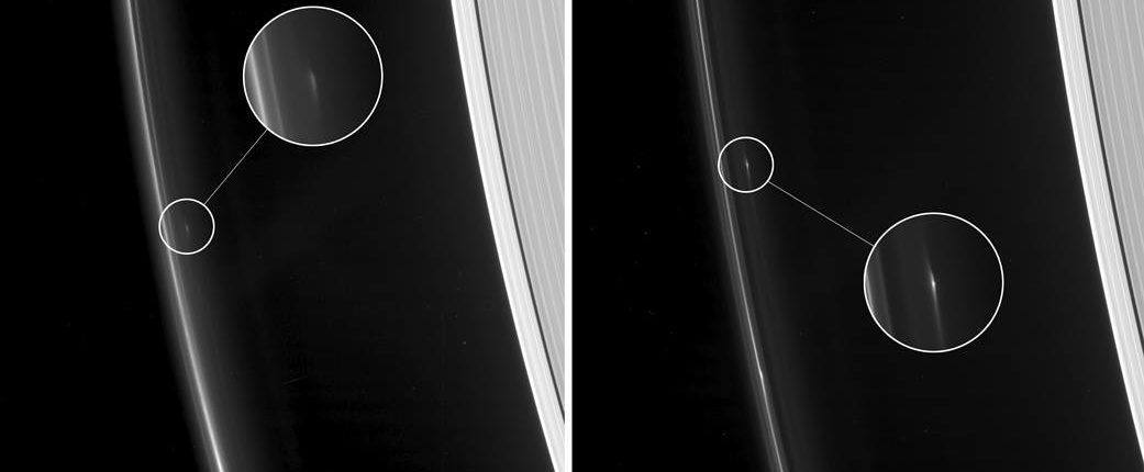 A Cassini űrhajó űrtesteket észlel a Szaturnusz F gyűrűjében 