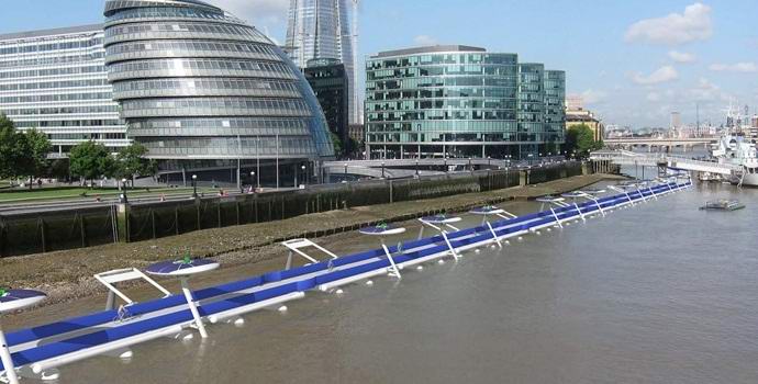 A Temze úszó pálya jelenik meg kerékpárosok és gyalogosok számára