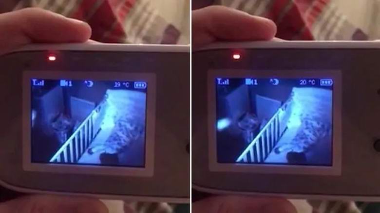 Az apa titokzatos fényt ragadt leánya bölcsője közelében