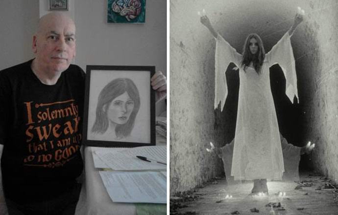 A szellem könyveket ír egy brit ápoló kezével