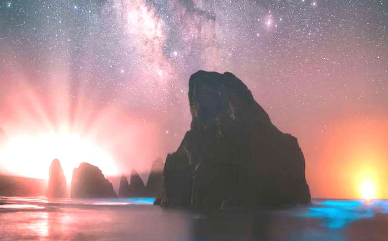 Csodálatos ragyogás jelent meg az égbolton Indonézia fölött a földrengés előtt.