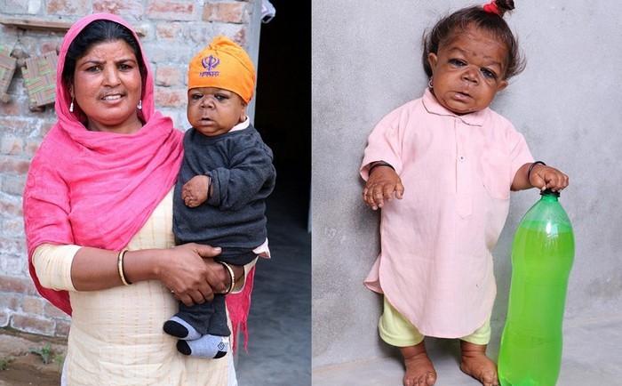 Felnőtt indiai egy hat hónapos csecsemő testével