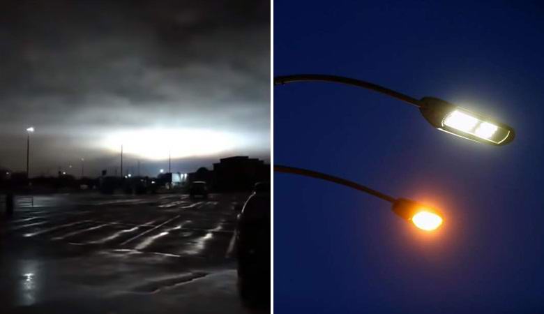 Egy titokzatos villanás az égen villogott az utcai lámpákon és a táblákon